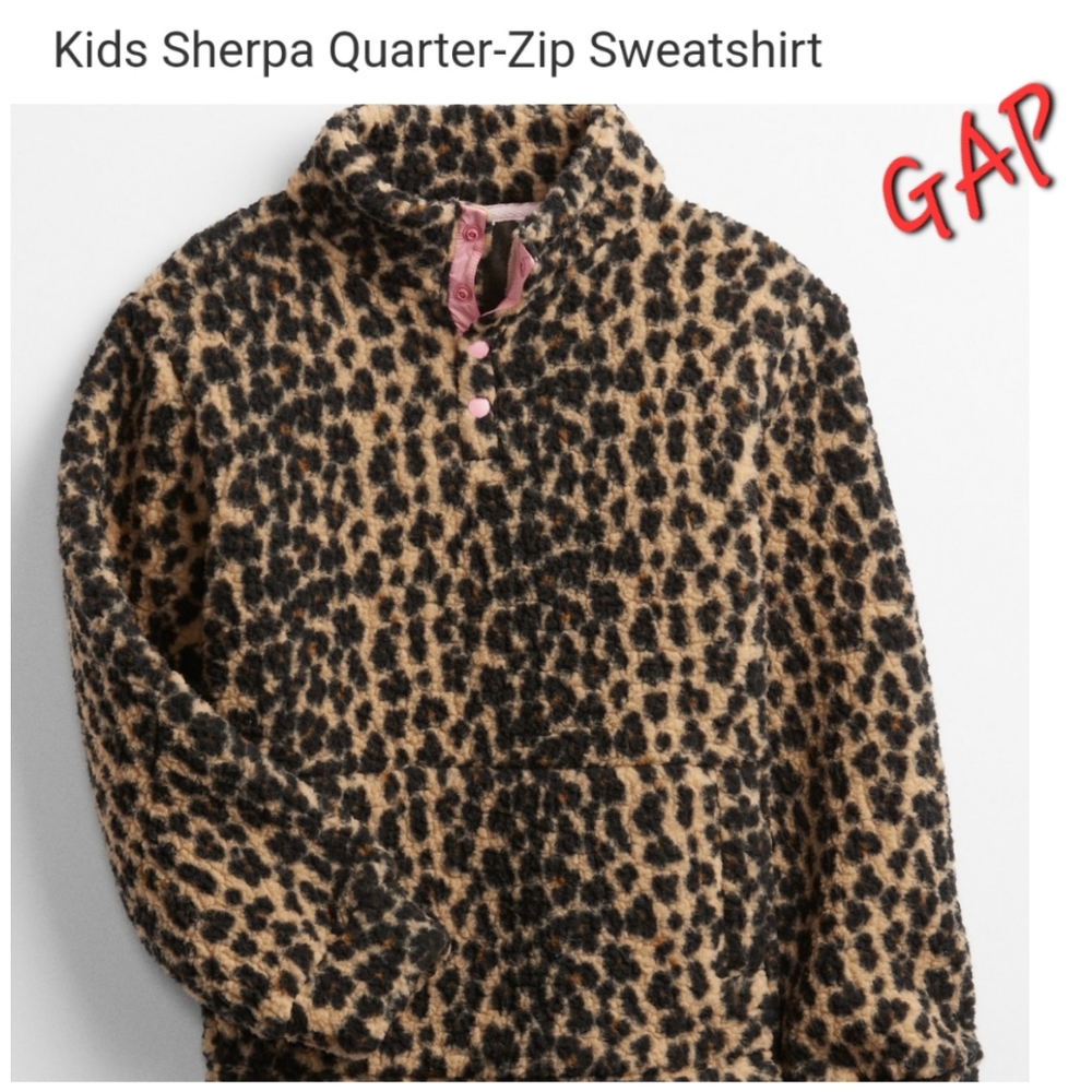 👀50% OFF - NWT‼️ GAP brand Kid's Sherpa Quarter-Zip Sweatshirt